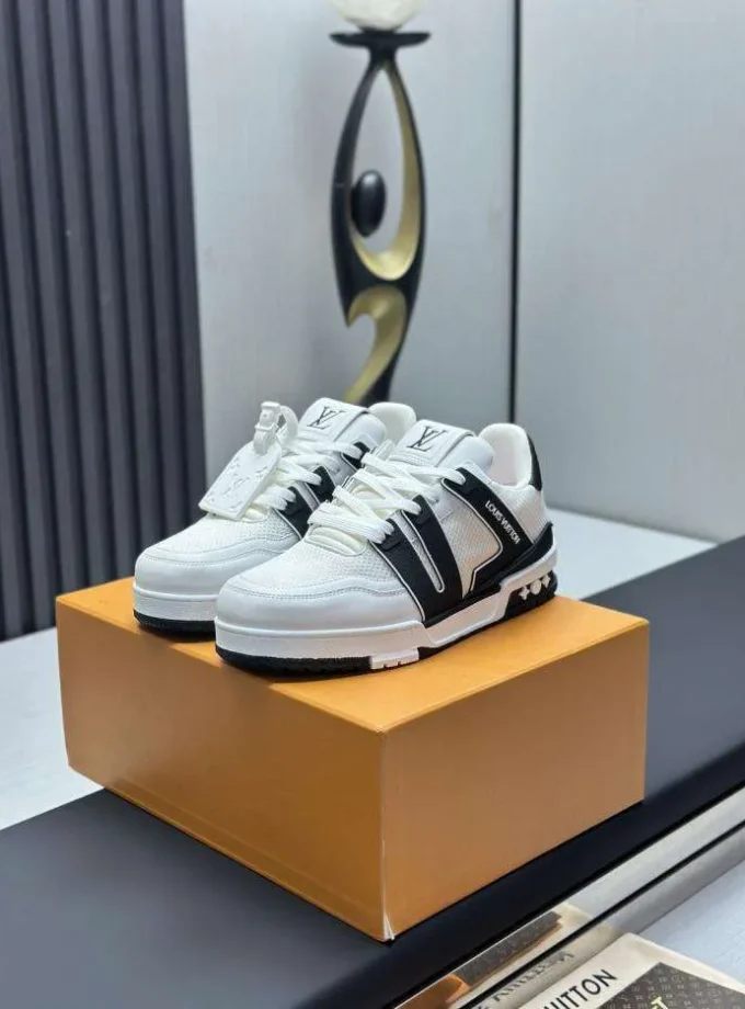 Louis Vuitton Black White Trainer Sneaker