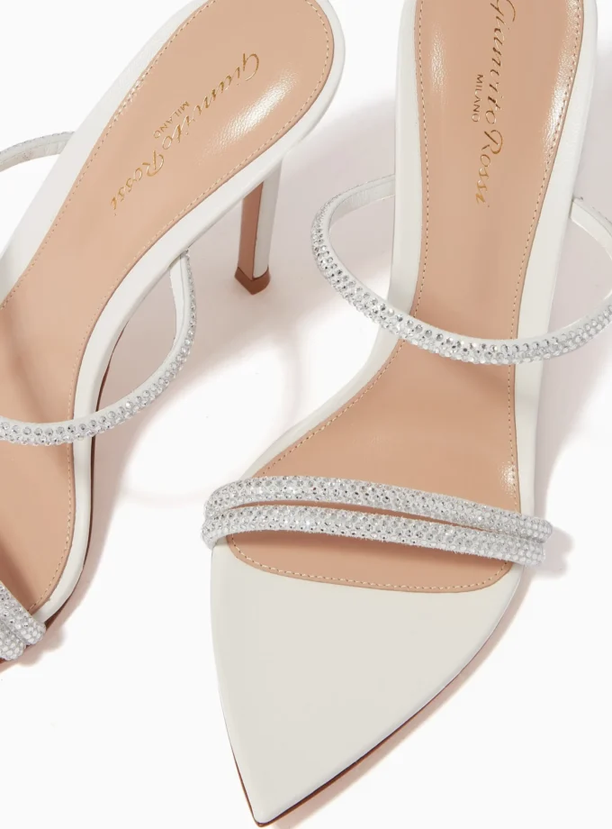 Gianvito Rossi Pink Crystal Heeled White