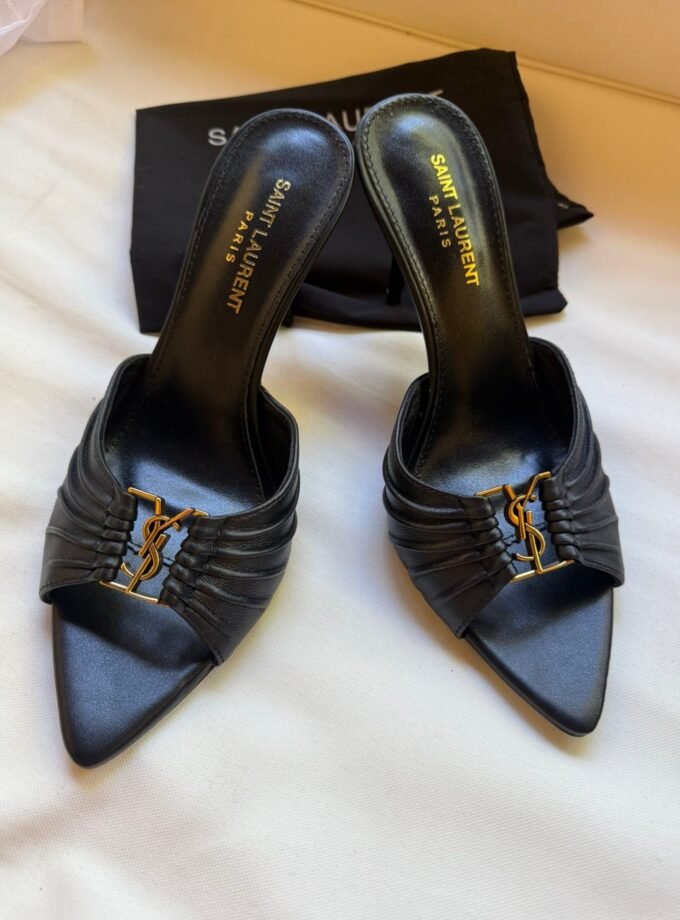 Saint Laurent Patent Leather Babylone Sandals Black