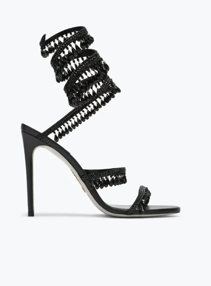 René Caovilla Chandelier Black Sandal 105 mm