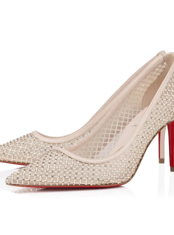 Christian Louboutin Apostropha Mesh Strass 80 mm Pumps Beige