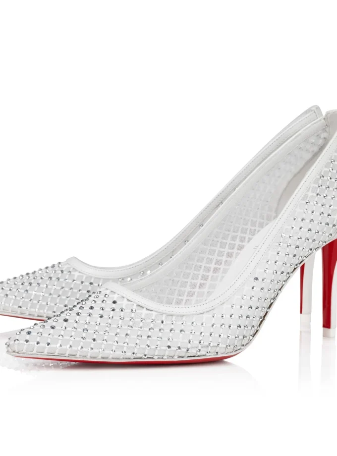 Christian Louboutin Apostropha Mesh Strass 80 mm Pumps Bianco