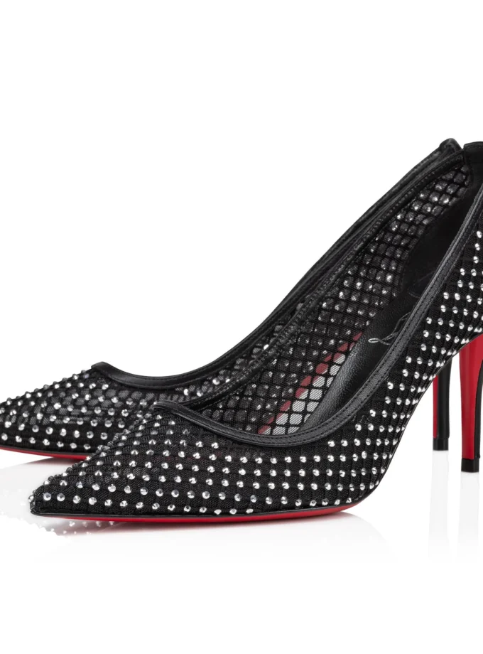Christian Louboutin Apostropha Mesh Strass 80 mm Pumps Black