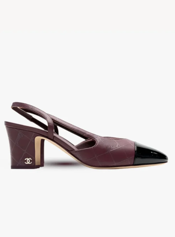 Chanel Burgundy& Black Slingbacks Pumps
