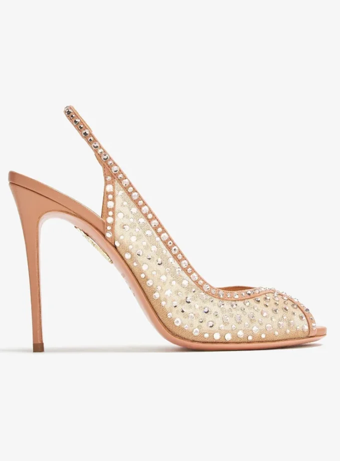 Aquazzura Crystal Lover 105 Pink Sandals