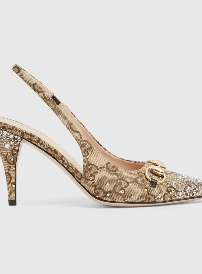 Gucci Horsebit Slingback Beige Pump
