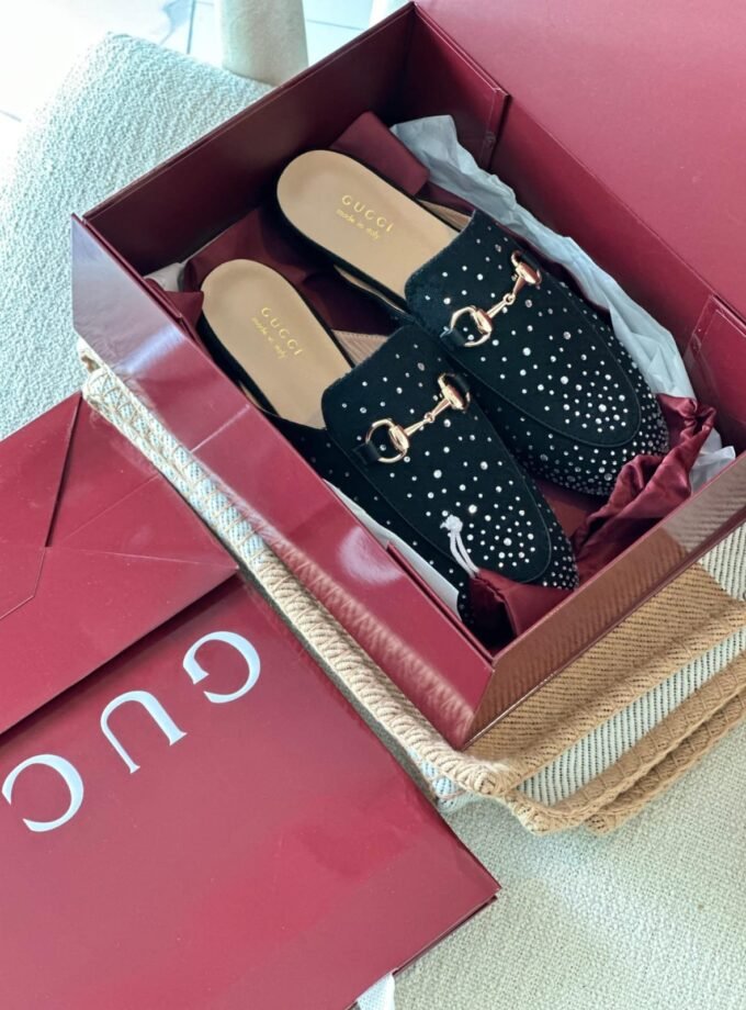 Gucci Prince Town Horsebit Black Sparkle Loafers Mule