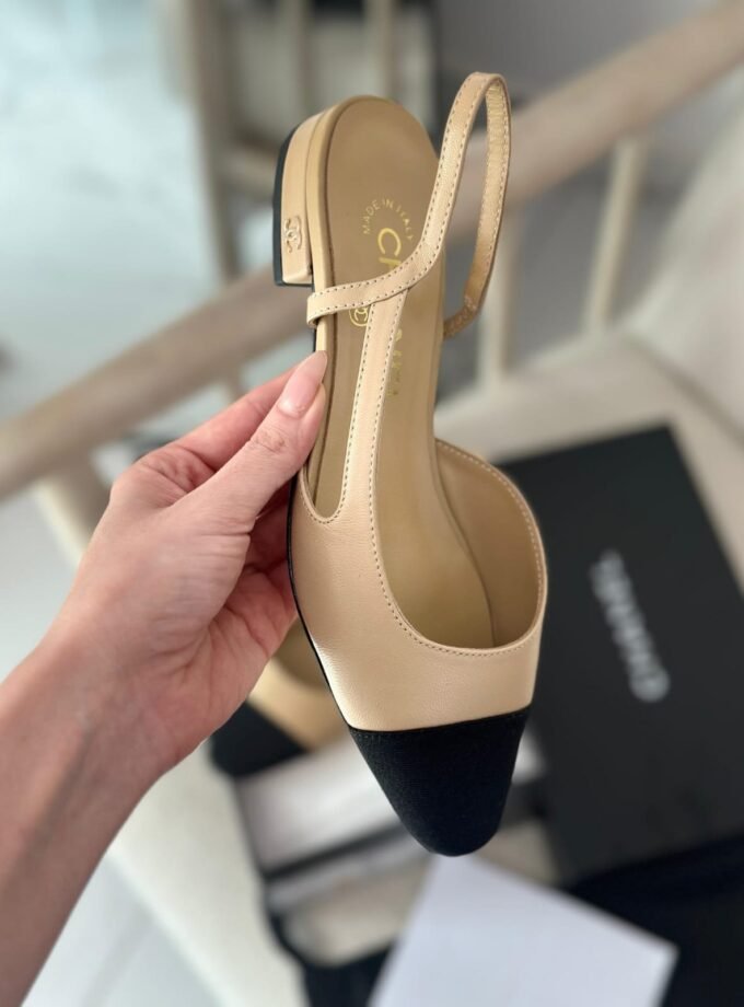 Chanel Beige Heels with Slingback Design