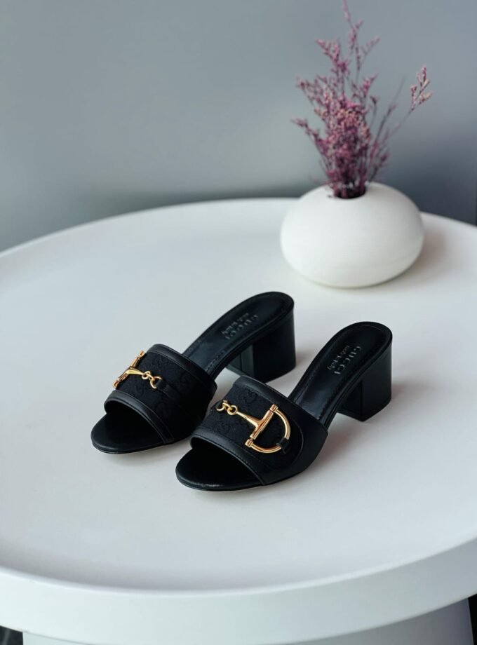 Gucci Horse Block Heel in Black