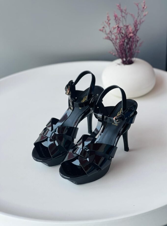 Saint Laurent Black Tribute Platform Sandals For Women