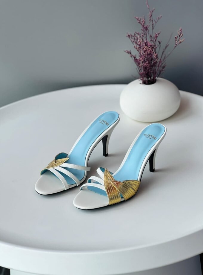 Valentino Garavani Foliefoliage White and Golden sandals for Women