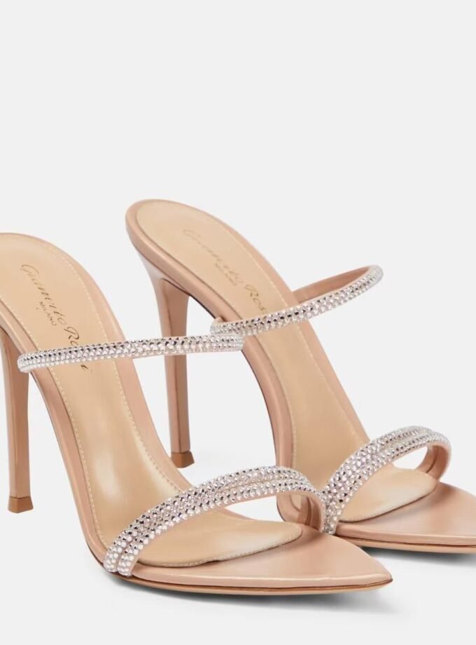 Gianvito Rossi Pink Crystal Heeled Sandals