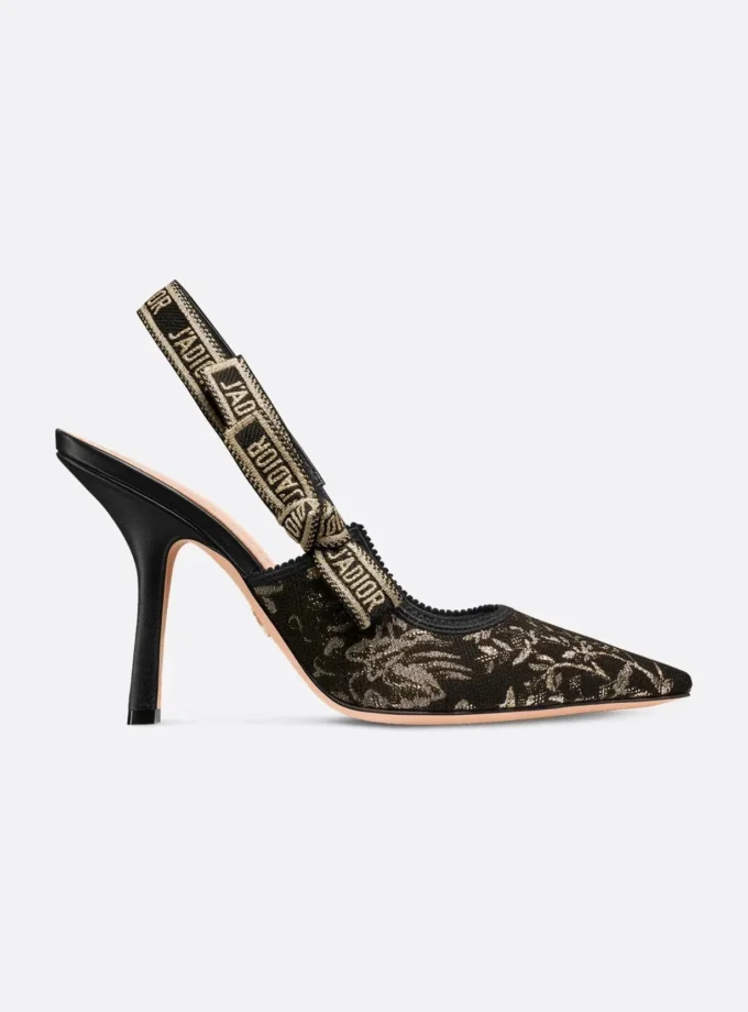 Dior J’Adior Slingback Pump Black and Gold-Tone Millefiori Jacquard