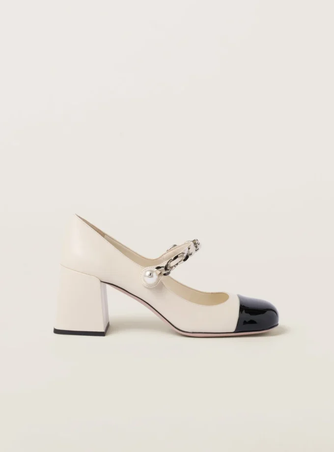 Miu Miu Patent Leather Pumps Ivory Black