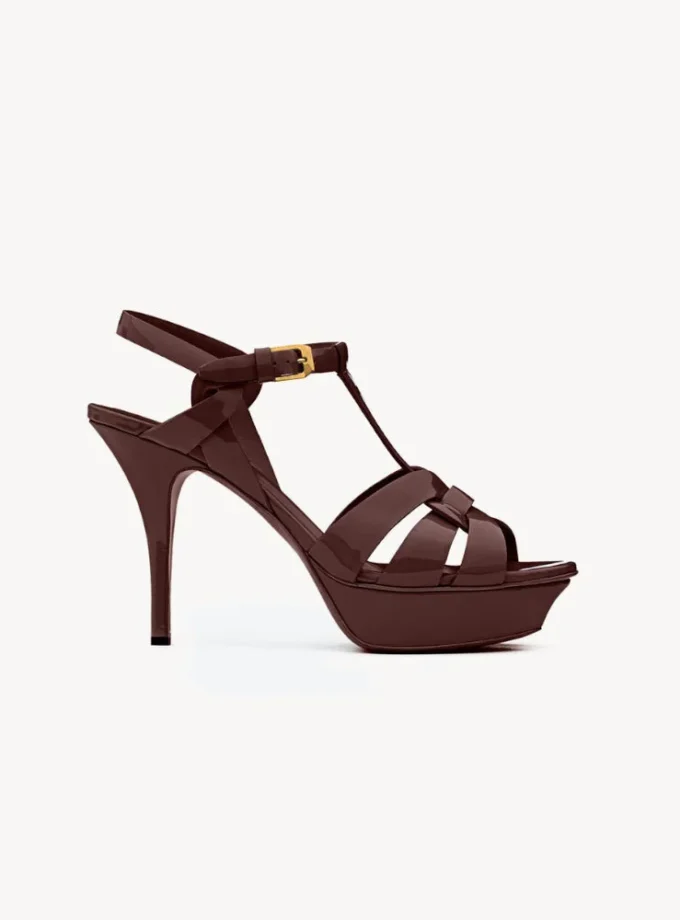 Saint Laurent Tribute Burgundy Sandals