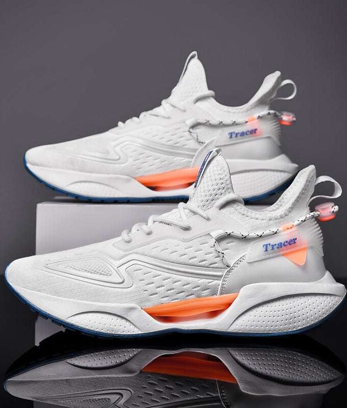 TRACER White Orange Breathable Causal Running Shoes