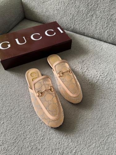 Gucci Women's Open Back Slipper with Beige Rhinestone