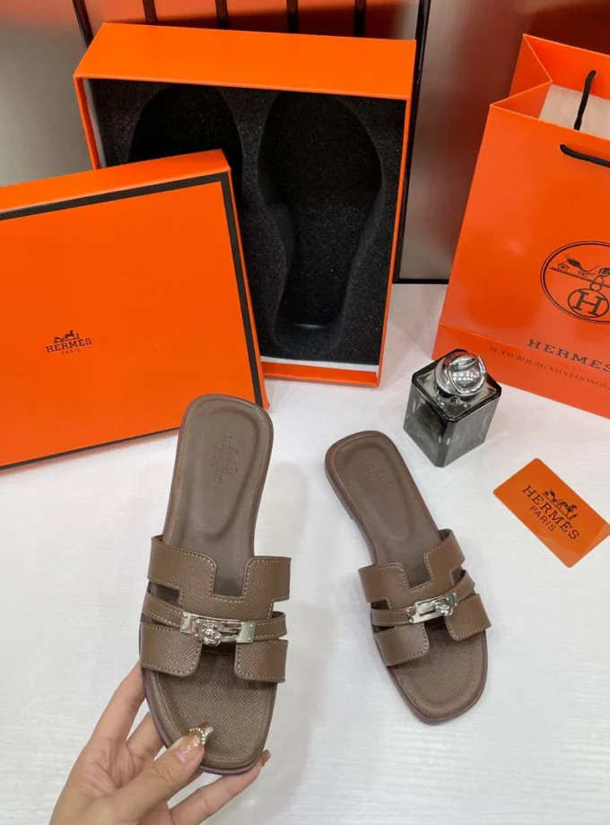 Hermes Oran Sandals Light Brown