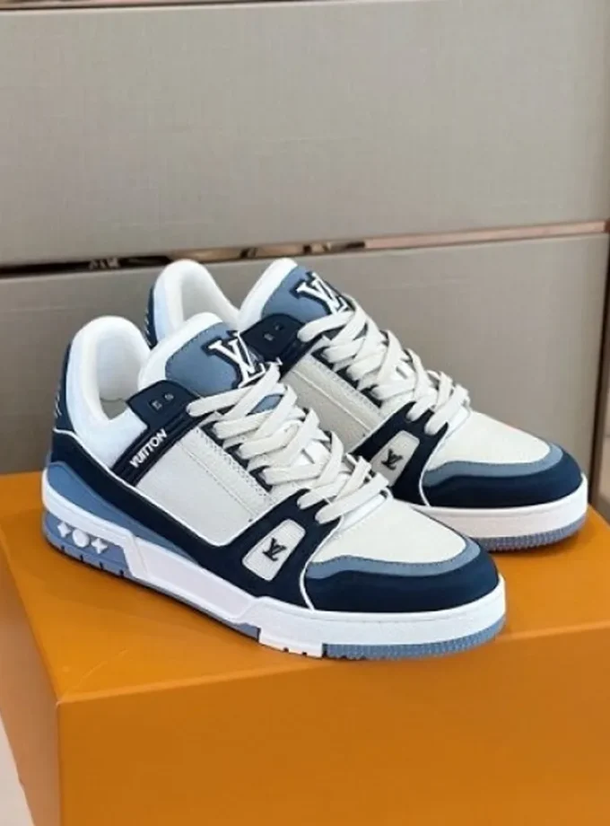 LV Trainer Sneaker White and Silver Metallic