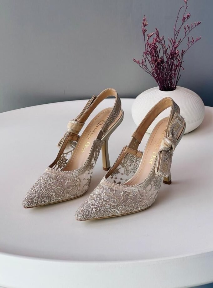Dior J'Adior Slingback Pumps With Rhinestone Embellishments In Transparent Ivory