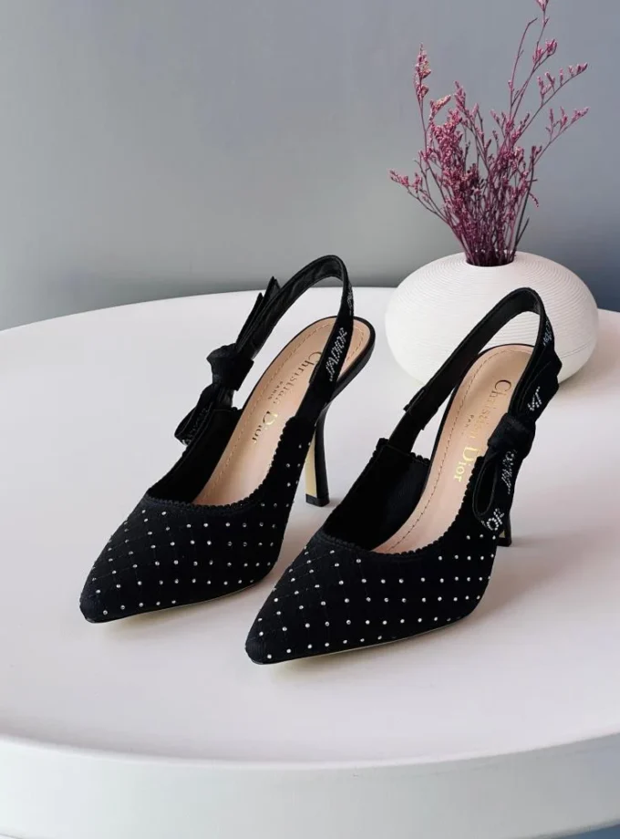 Dior J'Adior Slingback Pumps With Rhinestone Embellishments In Black